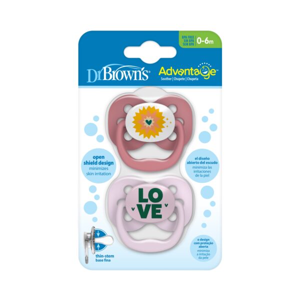 Dr Browns – Advantage Pacifier – Stage 1 / Pink Stars