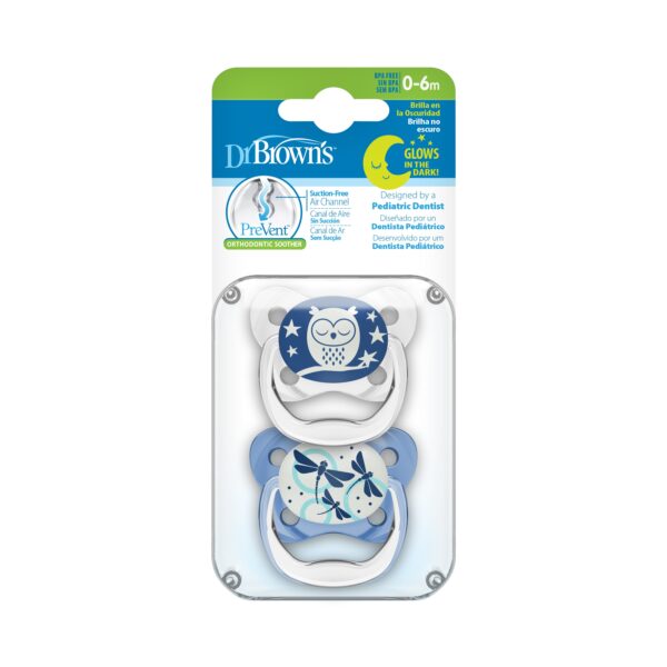 PreVent Glow in the Dark BUTTERFLY SHIELD Pacifier – 2-Pack
