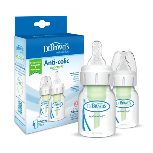Dr Browns – 2Oz Natural Flow Baby Bottle Pack Of 2 With Preemie Nipples Transparent
