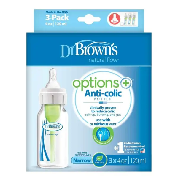 Dr Browns – 4 oz | 120 ml PP Narrow Neck Options Baby Bottle – Pack of Three
